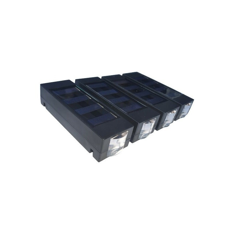 Pack X4 Aplique Solar 2 Leds De Pared Led Foco 2 Watts  Negro