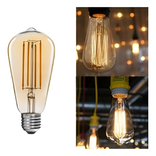 Pack X10 Ampolleta Led  Vintage Filamento Cálida Ahorradora  Cálida