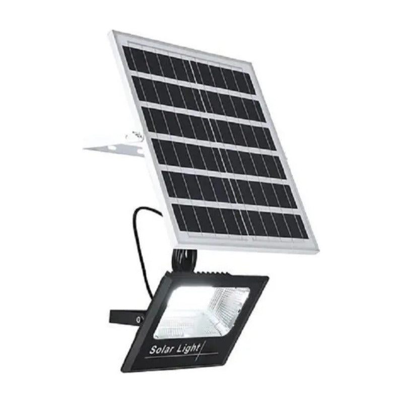 Foco Solar 800w Led + Panel Solar Y Control Remoto Negro Fría
