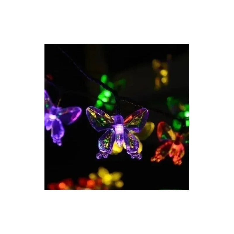 Pack X3 Guirnalda Mariposa Solar Led 5mt Exterior E Interior Multicolor