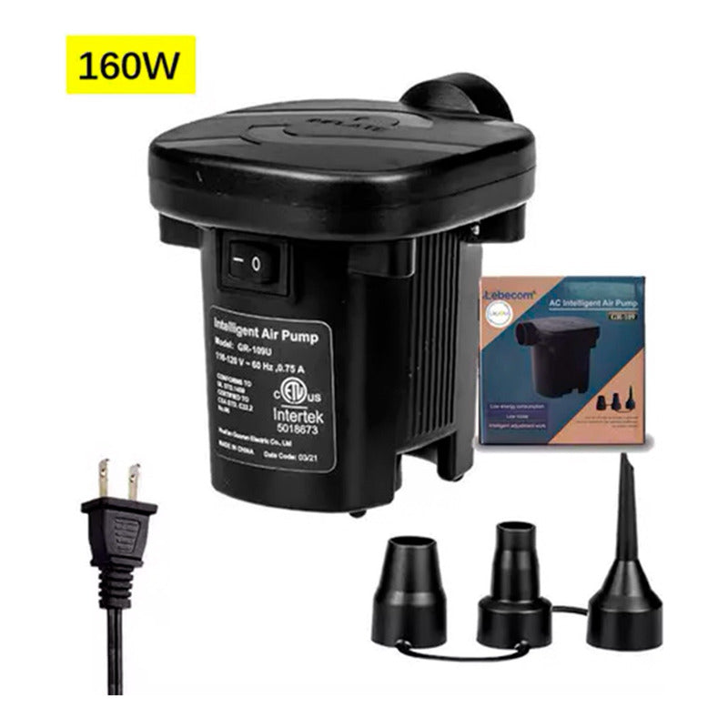 Colchón Inflable 1 Plaza + Bomba De Aire Portátil Negro