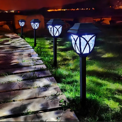 Estaca Solar X6 Jardín Lampara Led Decoración Exterior Estructura Negro