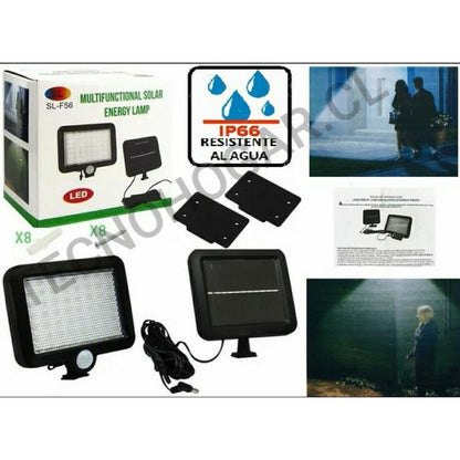 Foco De Seguridad Con Sensor De Movimiento Ajustable 56led  Negro