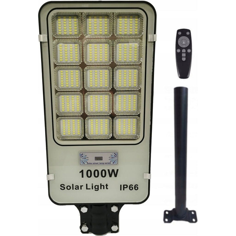 Pack X 3 Foco Solar 1000watt Alumbrado Exterior Poste Negro Fría